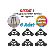 6 Adet Açılı Üçlü Sehpa Bağlantı Aparatı Zigon Puf Tabure Mobilya Masa Ayağı Ayak Takma Tabanı