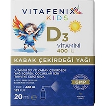 Vitafenix Kids Vitamin D3 Ve Kabak Çekirdeği Yağı 20ml