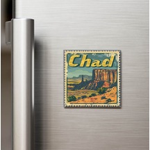 Çad Chad - Posta Pulu Temalı Ülke - Baskılı Buzdolap Magneti Kare - 9x9 Cm