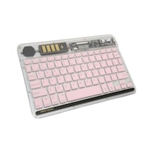 Şeffaf Pembe Rgb Bluetooth Klavye Kablosuz Kullanım