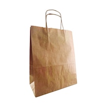 Büküm Saplı Kraft Çanta 25'li 25x12x31cm - Doğal Taşıma Çantası 2'li Ekonomik Paket Avantaj Paketi M 2 L
