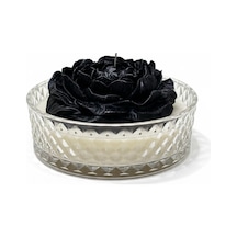 Cam Tabakta Büyük Şakayık Gül %100 Soya Ve Balmumu Organik Mum Kokusu Tercih Yapılabilir 18x6 Cm Krem