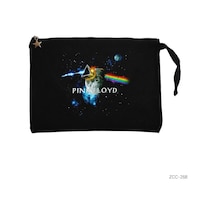 Zepplin Giyim Pink Floyd The Moon Siyah Clutch Astarlı Cüzdan / El Çantası