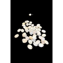 10x14 Mm Oval Çift Delikli Krem Pul Doğal Taş Boncuk 25 Adet