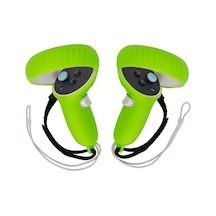 Oculus Quest 2 Vr Aksesuarları İçin 1 Çift Çizilmez Silikon Denetleyici Tutma Kapağı Gamepad Kolu Koruyucu - Yeşil