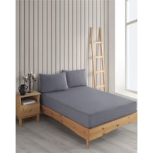 Çift Kişilik Renkli Mikro Set Mikro Fitted Sıvı Geçirmez Yastık Alezi Ve Yatak Alezi Seti Gri