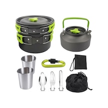 Joyne Kamp Tencere Seti - Seyahat Ve Piknik İçin 10 Parçalı Pratik Set Yeşil Yeşil