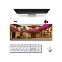 Sonictouch Ultragrand Leylak Çiçekli Taş Evler Dikişsiz Xxl Gaming Oyuncu Masaüstü Mor Klavye Mouse Mousepad