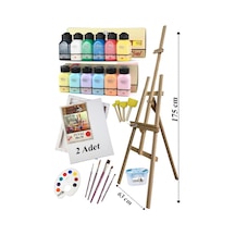 Akrilik Boya Resim Seti Artdeco 12 Renk 75 ml Akrilik Boya Şövalye 2 Tuval 50x70 Fırça Spatula Şövale