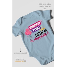 Morivokids Sıkıntı Yok Dedem Konuya El Attı Kısa Kollu Bebek Body %100 Pamuk Bebe Mavisi