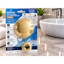 Lavabo Gider Süzgeci Bas Aç Pop-up Sistem Taşma Yüzüklü Dayanıklı Tasarım Sarı