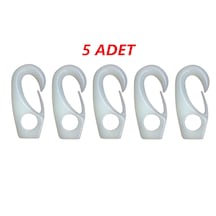 5'li Plastik Halat Klips. 6mm. Plastik Kanca. Sealux. Beyaz