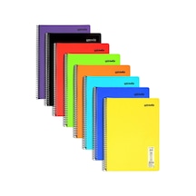 Flex Neon A4 Defter 96 Yaprak 4 Kareli 4 Çizgili Defter Seti Çok Renkli