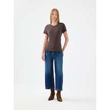 LOFT Crop Wide Leg Regular Fit Kadın Pantolon Lf2041775 Q1.v1 Denim