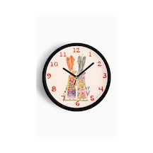 Sevimli Tavşanlar Çocuk Odası Duvar Saati - 30cm - Önü Camlı Siyah Kasa - Sessiz Mekanizma-jh0835 Siyah
