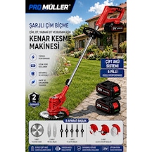 Pro Müller Pro 21 V 5 Ah Teleskopik Uzatmalı Kömürsüz Turbo Motor Çift Akülü Ot Çalı Biçme Tırpanı