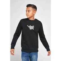 Tshirthane Vamos Rafa Baskılı Unisex Çocuk Siyah Sweatshirt (528504254) Siyah