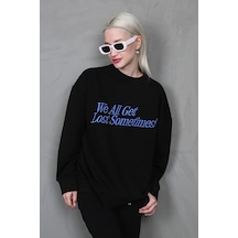 Madmext Siyah Baskılı Sweatshirt Mg1901 Siyah