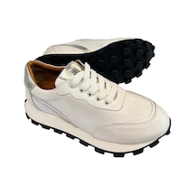Beyaz Hakiki Deri Comfort Taban Sneaker Beyaz