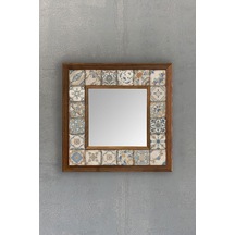 Oscar Stone Decor Masif Çerçeveli Mozaik Taş Ayna 33 Cm X 33 Cm Morocco-etnik-brown-blue Desen Ayn-076 Diğer