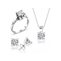 Sertifikalı Swarovski Özel Montür Tektaş 925 Gümüş Set