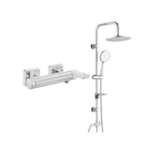 ECA İcon Banyo Bataryası+T-MAY Banyo Bostan Oval Tepe Duş Takımı Krom