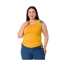 Disentis Büyük Beden Kalın Askılı Yanları Tünelli Viskon Hardal Body-hardal Hardal