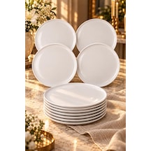 Atbyhome 12'li Beyaz Porselen Servis Tabağı Seti 26 Cm - Düz Kenar Büyük Boy Ana Yemek Ve Sunum Tabağı Takımı