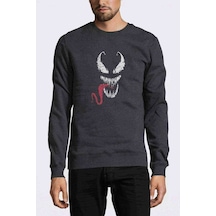 Venom Baskılı Füme Antrasit Erkek Örme Sweatshirt (528619173)