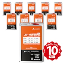 Alkoru 10 Adet 15 Kg Zer Sıvı Zift Likit Membran Kauçuk Ve Elyaf Katkılı Sıvı Su Yalıtım Malzemesi Avantaj Paket