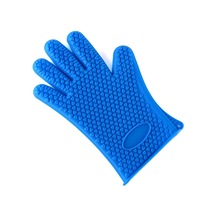 Yuntech01 Mavi Kalp Desenli 5 Parmaklı Silikon Eldiven - Fırın, Mikrodalga Ve Barbekü İçin Kaymaz, Isıya Dayanıklı, Temizlenmesi Kolay Ev Gereci