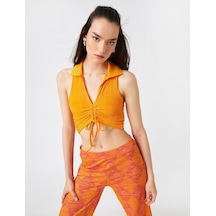 Koton Crop Atlet Polo Yaka Büzgülü Turuncu 2sak10021ek 2SAK10021EK207 Turuncu