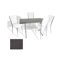 Japon - Kapitoneli Masa Takımı - 70x120 Werzalit, Wermodin Ve Allzalit Tabla - Grey Marble - Beyaz Çok Renkli