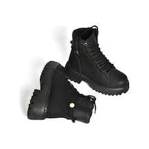 Fox Shoes R973970101 Siyah Kalın Tabanlı Kadın Postal Bot Siyah-Suni Deri