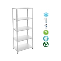 5 Katlı Paslanmaz Krom Raf - Inox Soğuk Oda Rafı, Buzhane Rafı 31x60 Cm-0.70 Mm-200 Cm Gri