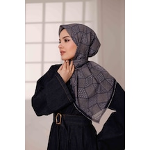 Mimiyum Mosaic Desen Soft Eşarp Antrasit Lacivert Lacivert Antrasit Çok Renkli