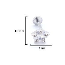 Ferizz 316l Çelik Zirkon Taşlı Yıldız Şekilli Piercing Prc-177 Gümüş