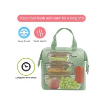 Yalıtımlı Öğle Yemeği Çantası Basit Bento Soğutucu Öğle Yemeği Çantası Kadınlar, Erkekler, Yetişkinler, Piknik, İş, Yürüyüş, Plaj İçin Öğle Yemeği Kutusu Açık Yeşil Çok Renkli