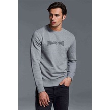 Of Filth Logo Baskılı Gri Melanj Erkek Örme Sweatshirt