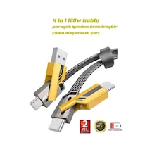 4in1 Pd 65 Watt Type-c/27 Watt İphone Halat Örgü Kırılmaz Uç 1mt Hızlı Şarj Ve Data Kablosu Fp98