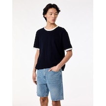 Koton Rahat Kalıp Pamuklu Bermuda Jean Şort Orta İndigo 6sam40229nd