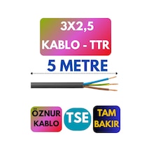Öznur 3x2,5 Ttr Kablo Metre Seçenekli Siyah - 5 Metre