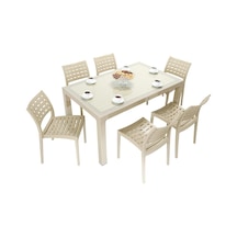 Depootoptan Mandella Wood 90 x 150 CM Cafe Sandalye Camlı Masa Takımı Çölbeji