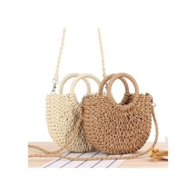 Novahub Bej El Yapımı Rattan Dokuma Plaj Çantası - 24x8x20cm Kadın Crossbody Çanta Yaz Sezonu Bej