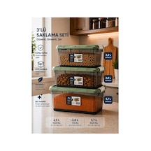 Emilahome Stack Box -3'lü Saklama Kabı Klipsli 2,5 Lt-2,8 Lt-5,7 Lt Yeşil - 869197418 Yeşil