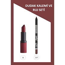 Velvet Matte No:16 Ruj & Emily No:217 Dudak Kalemi Seti 0