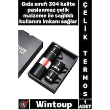 Termos Isı Korumalı Sızdırmaz Vakumlu Outdoor Piknik Seyahat Seti Paslanmaz 3 Bardaklı Çelik Termos Çok Renkli