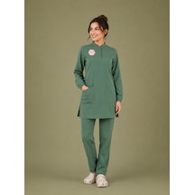 Tesettür Ameliyathane Forması Scrubs Likralı Takım Sağlık Bakanlığı Logolu-frosty Spruce