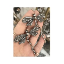 Tasarım Kelebek Model Taşlı Küpe Çok Renkli