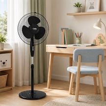 Pervane Akçay 16 Inch 3 Kanatlı Ayaklı Vantilatör Metal Izgaralı Siyah